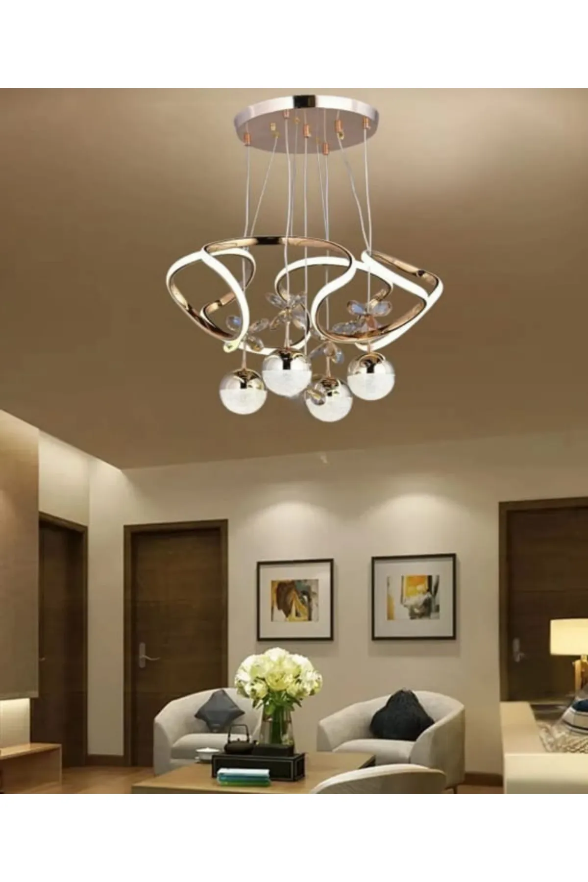 Led Avize 4'lü Halozen 4 Top Gold